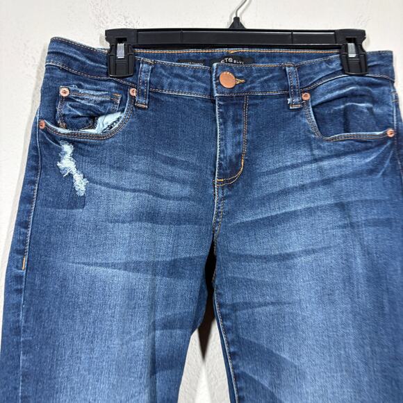 STS Blue 27 Morgan Tomboy Jeans Skinny Blue Mid Rise Distressed Cuffed Ankle - Picture 3 of 9